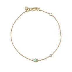 Gold & Turquoise Mini Enamel Hamsa Bracelet
