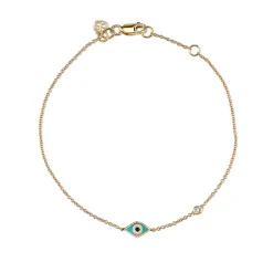 Gold & Turquoise Mini Enamel Eye Bracelet