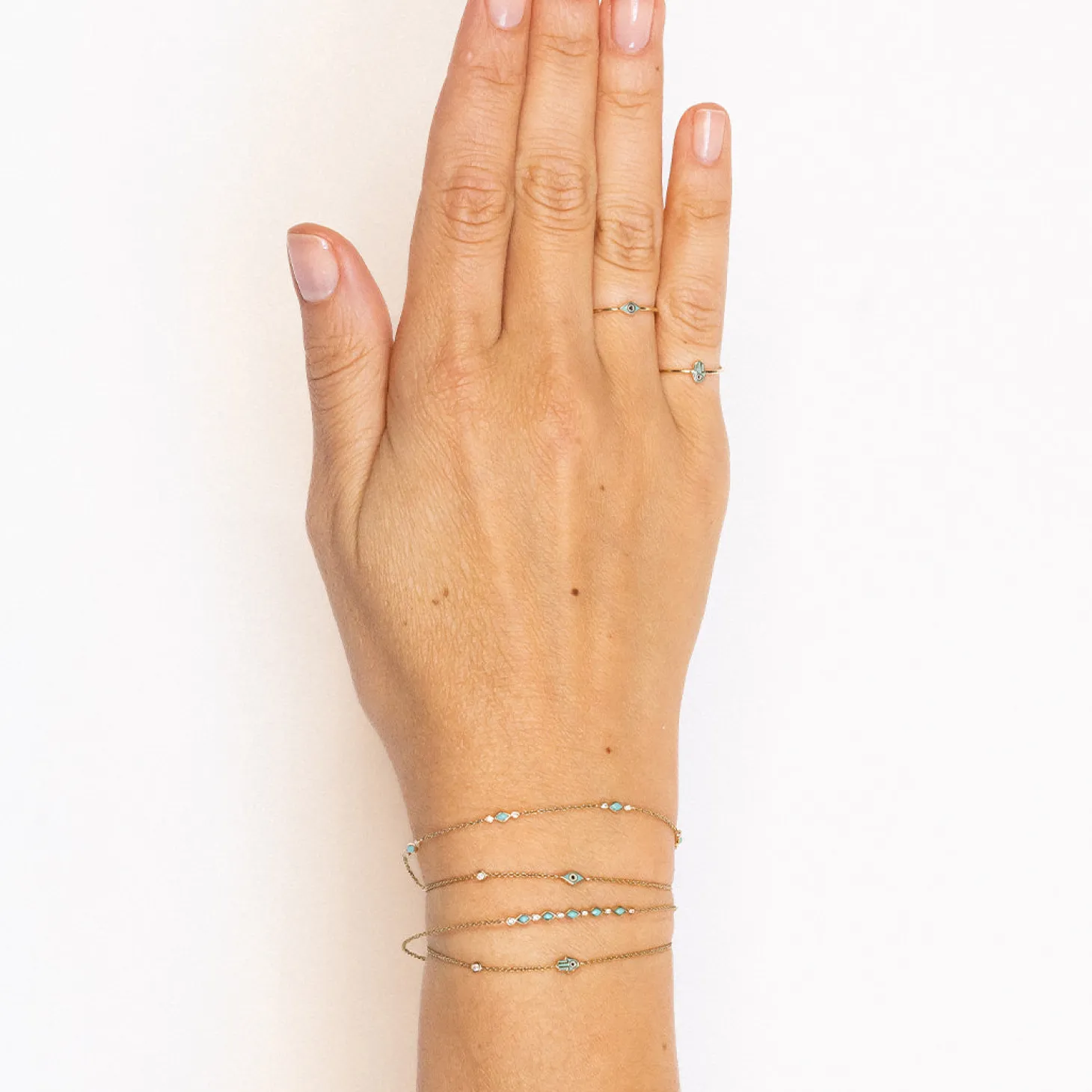 Gold & Turquoise Mini Enamel Eye Bracelet