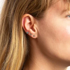 Gold & Turquoise Mini Enamel Starburst Stud