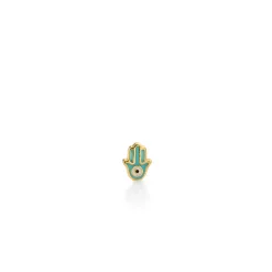 Gold & Turquoise Mini Enamel Hamsa Stud