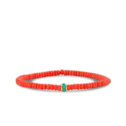 Gold & Turquoise Scallop Rondelle on Red Sea Bamboo