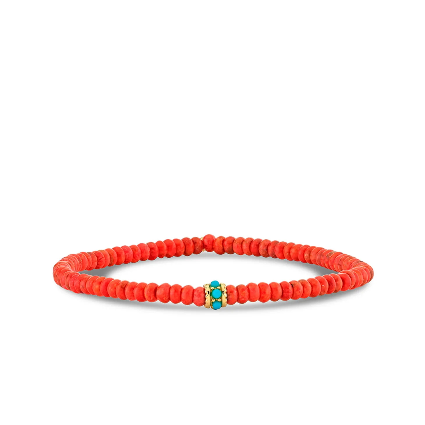 Gold & Turquoise Scallop Rondelle on Red Sea Bamboo