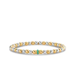 Gold & Turquoise Scallop Rondelle on Two-Tone Gold Beads