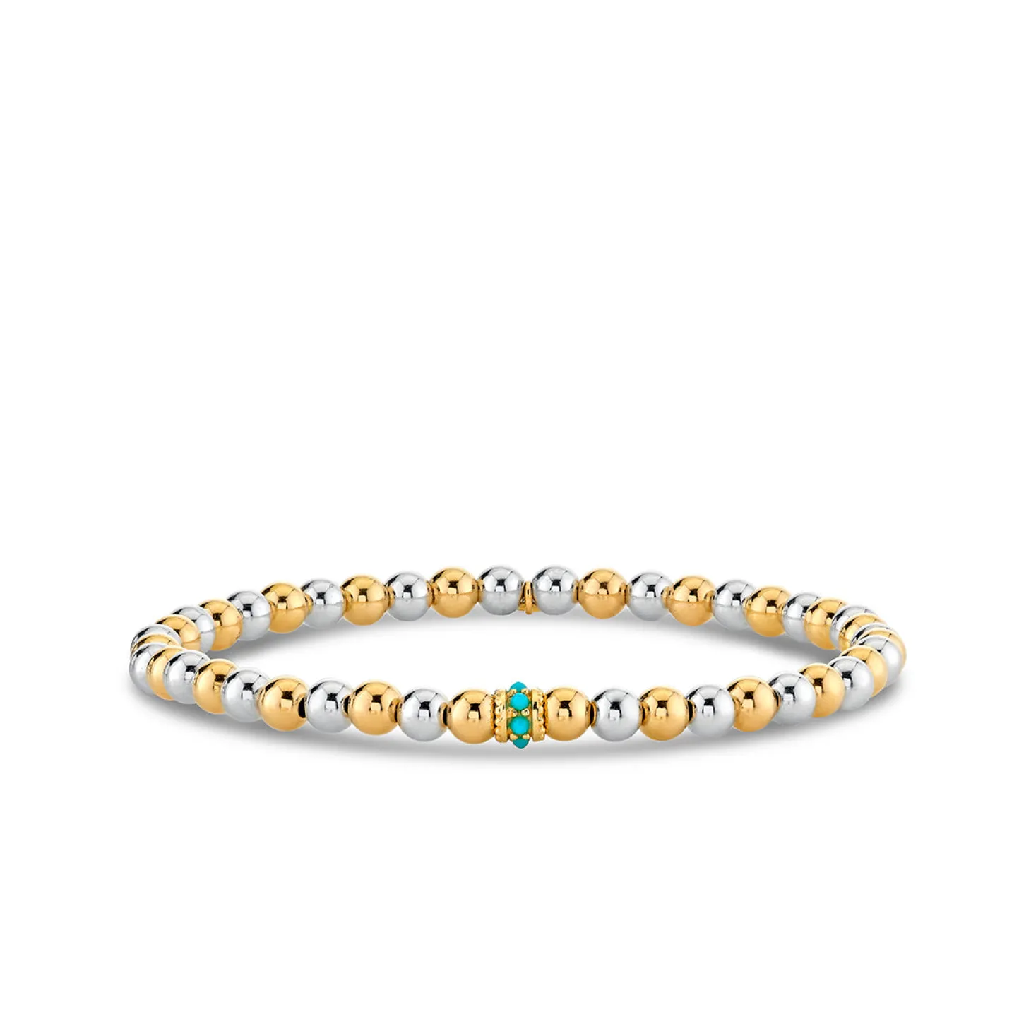 Gold & Turquoise Scallop Rondelle on Two-Tone Gold Beads