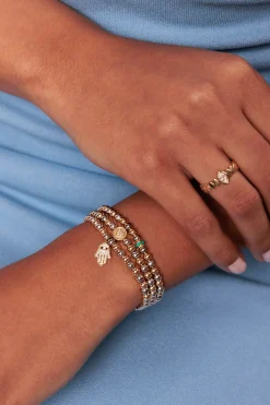 Gold & Turquoise Scallop Rondelle on Two-Tone Gold Beads