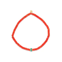 Gold & Turquoise Scallop Rondelle on Red Sea Bamboo