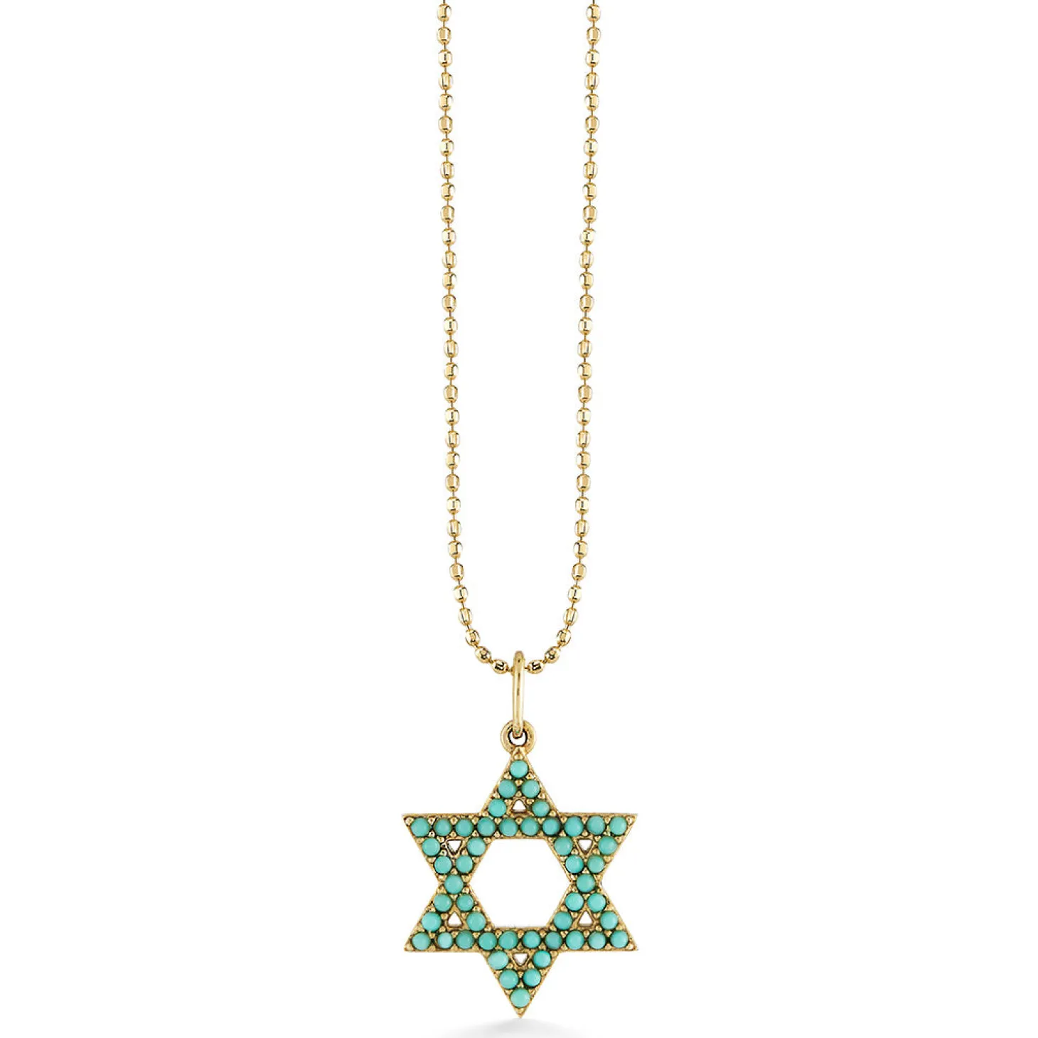 Gold & Turquoise Star Of David Charm