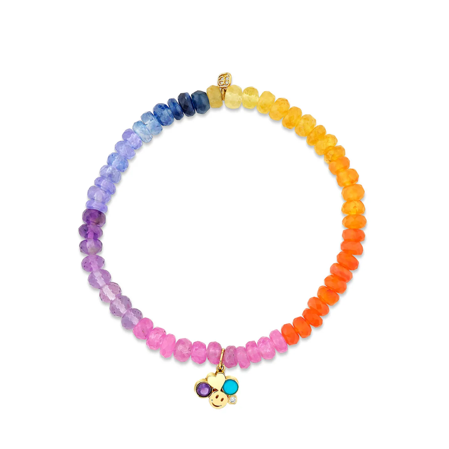Gold Amethyst & Turquoise Iconography Cluster on Semi Precious Beads