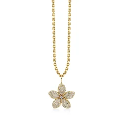 Gold and Diamond Large Plumeria Charm