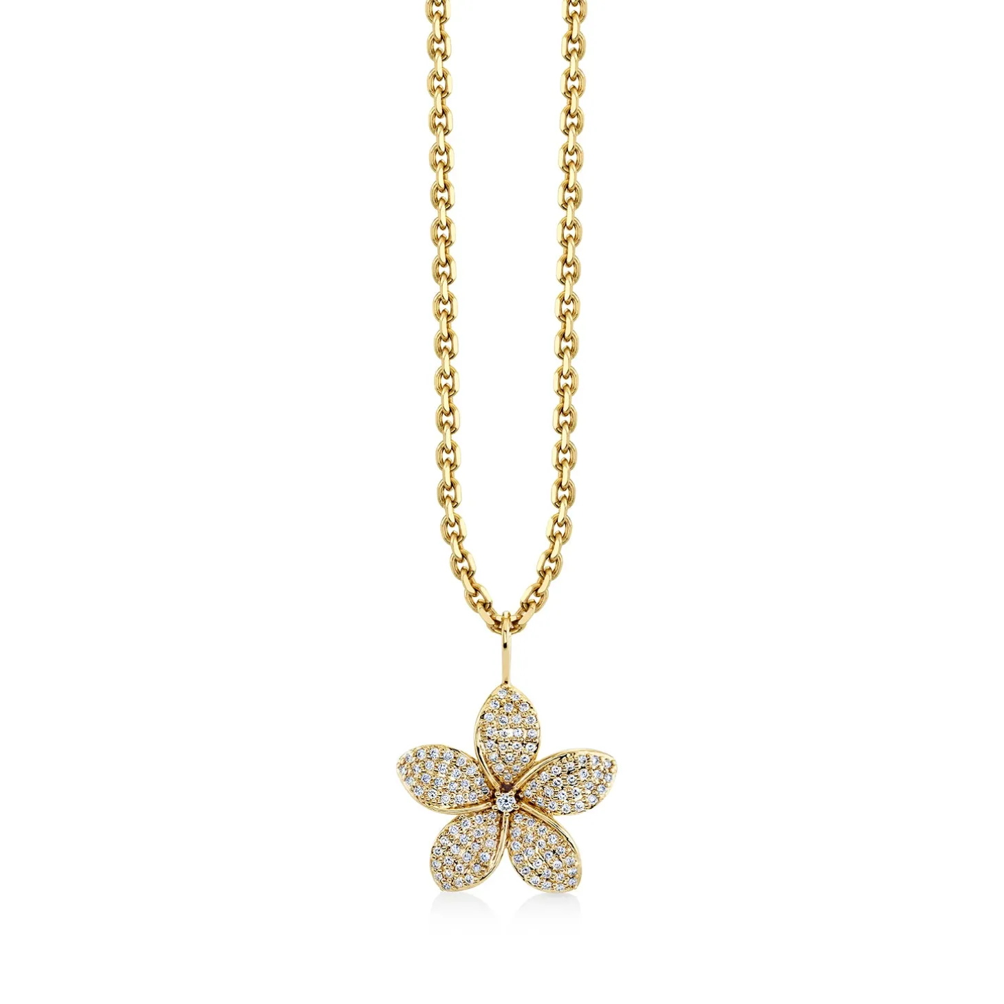Gold and Diamond Large Plumeria Charm