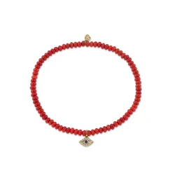 Gold Bezel Sapphire & Diamond Eye on Red Sea Bamboo