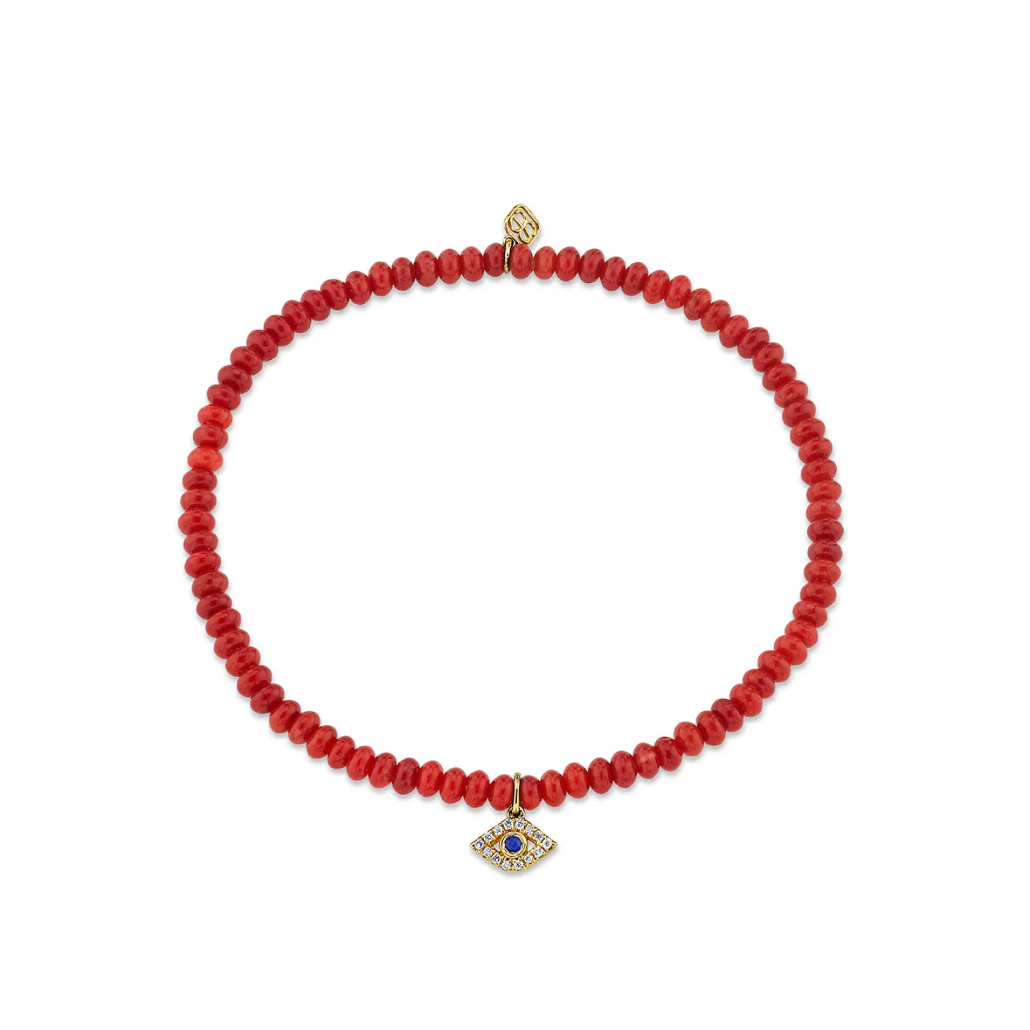 Gold Bezel Sapphire & Diamond Eye on Red Sea Bamboo