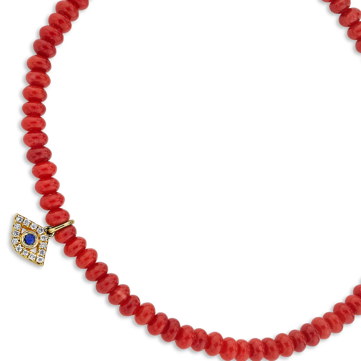 Gold Bezel Sapphire & Diamond Eye on Red Sea Bamboo