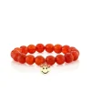 Gold, Diamond & Enamel Flower Crown Happy Face on Carnelian