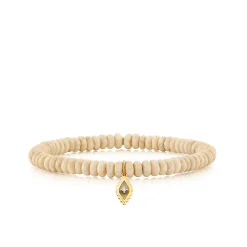 Gold, Diamond & Enamel Fringe Charm on Cream Jasper
