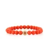 Gold, Diamond & Enamel Round Eye Bead on Peach Coral