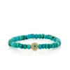 Gold, Diamond & Enamel Round Eye Bead on Turquoise