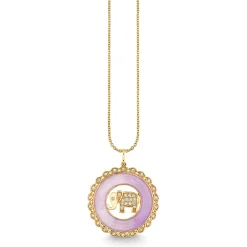 Gold, Diamond & Lavender Jade Elephant Stone Pendant