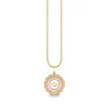 Gold, Diamond & Lavender Jade Small Evil Eye Stone Pendant