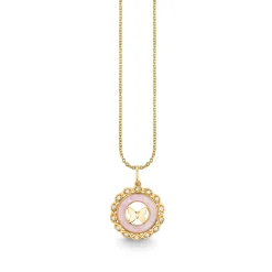 Gold, Diamond & Lavender Jade Small Butterfly Stone Pendant