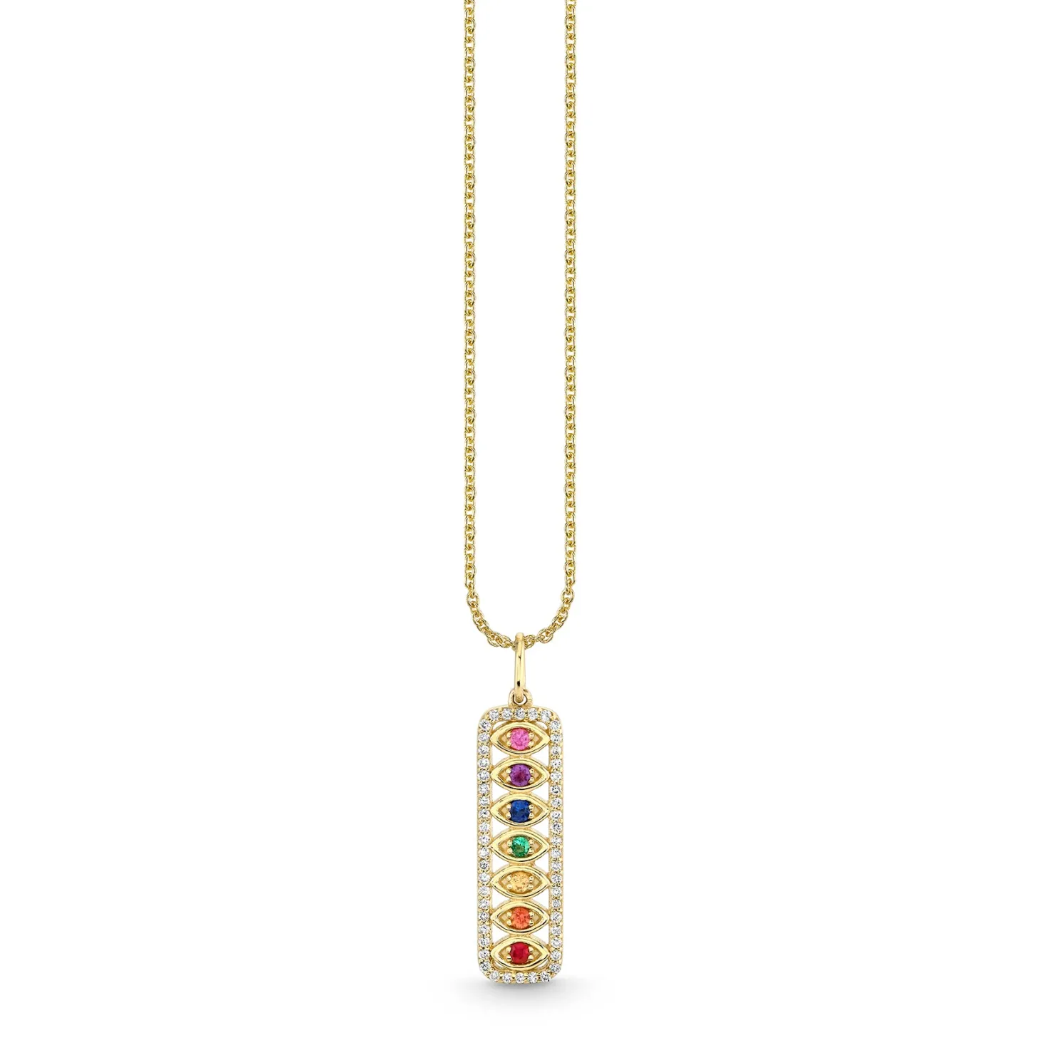 Gold, Diamond & Multicolor Gemstone Marquise Eye Chakra Charm