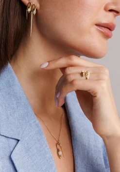 Gold, Diamond & Opal Hanging Snake Pike Earrings