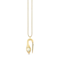 Gold, Diamond & Opal Large Hanging Snake Pendant