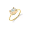 Gold, Diamond & Opal Oval Marquise Eye Prong Ring