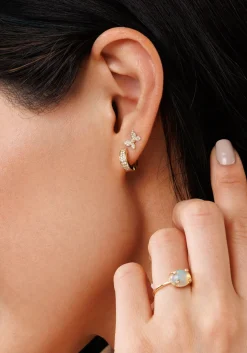 Gold, Diamond & Opal Oval Marquise Eye Prong Ring