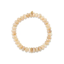 Gold, Diamond & Pink Opal Rondelle on Moonstone