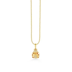 Gold, Diamond & Ruby Large Ladybug With Open Wings Charm