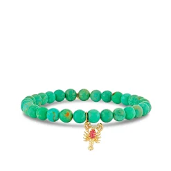 Gold Diamond & Ruby Lobster on Turquoise