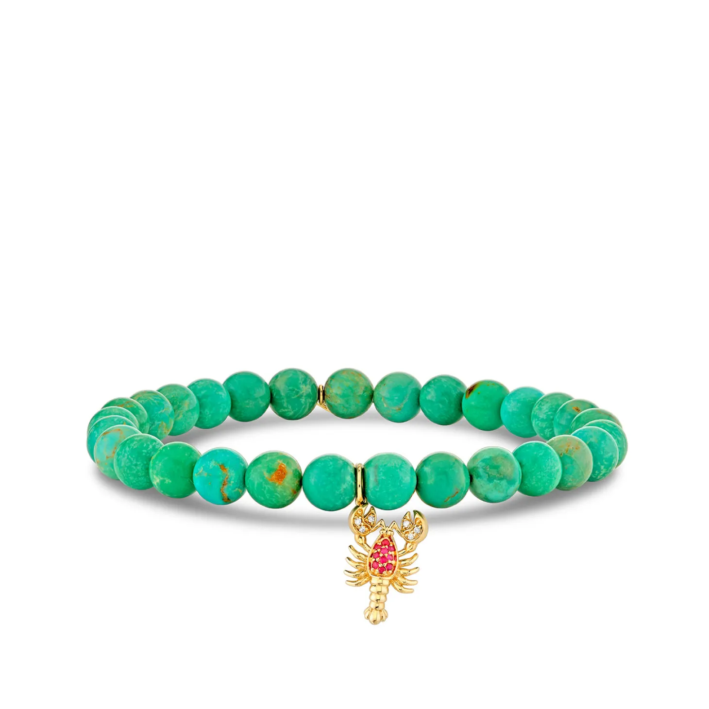 Gold Diamond & Ruby Lobster on Turquoise