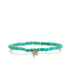 Gold, Diamond & Sapphire Tiny Hummingbird on Turquoise