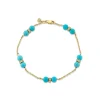 Gold, Diamond & Turquoise Bead Station Bracelet