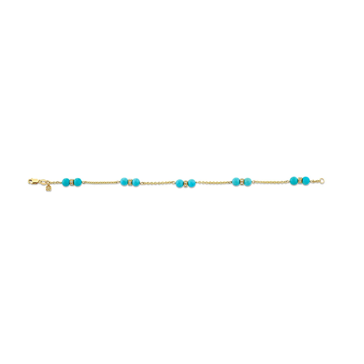 Gold, Diamond & Turquoise Bead Station Bracelet