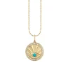 Gold Diamond & Turquoise Eye with Rays Coin Charm