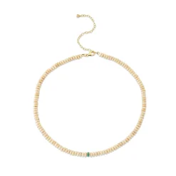 Gold, Diamond & Turquoise Pave Rondelle Cream Jasper Choker