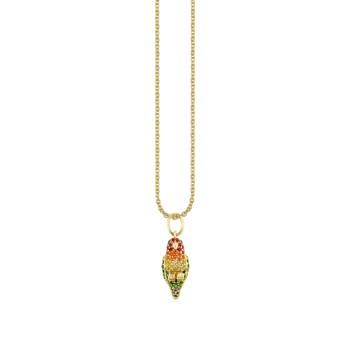 Gold, Diamond, Emerald, Orange Sapphire, Ruby, Sapphire & Yellow Sapphire Parrot Charm