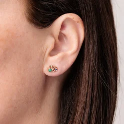 Gold Emerald & Sapphire Iconography Cluster Stud