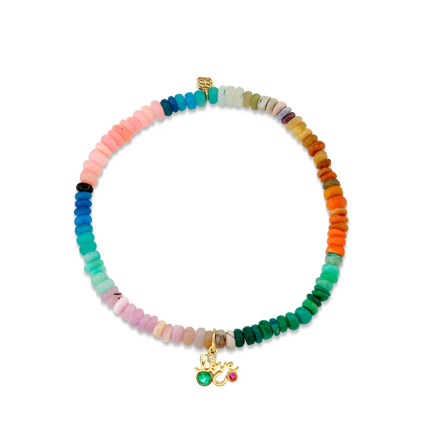 Gold Emerald & Sapphire Iconography Cluster on Opal