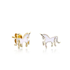 Gold Enamel Unicorn Stud
