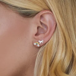 Gold Enamel Unicorn Stud