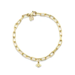 Gold Eye Link Charm Bracelet