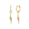 Gold Huggie Hoop and Lightning Bolt Charm Hoops
