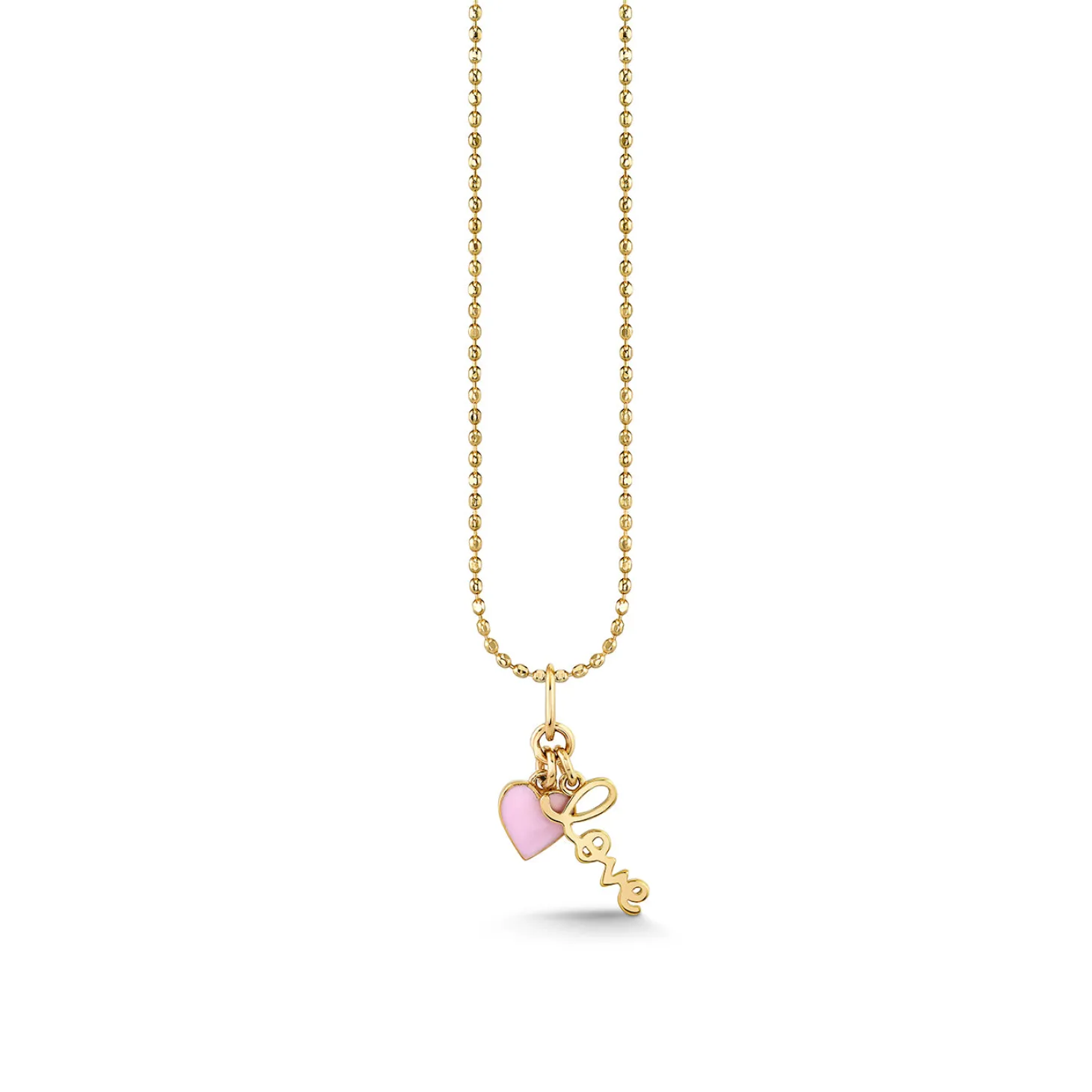 Gold Love & Heart Charm Necklace