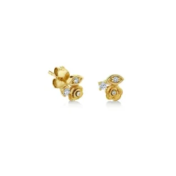 Gold Marquise Eye Diamond Rose Stud