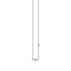 Gold Mini Enamel Eye Necklace with Bezel-Set Diamond