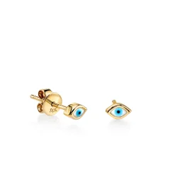 Gold Mini Enamel Eye Stud